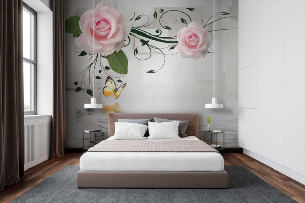 Papillon et roses sur l'eau Papillon et roses sur l'eau