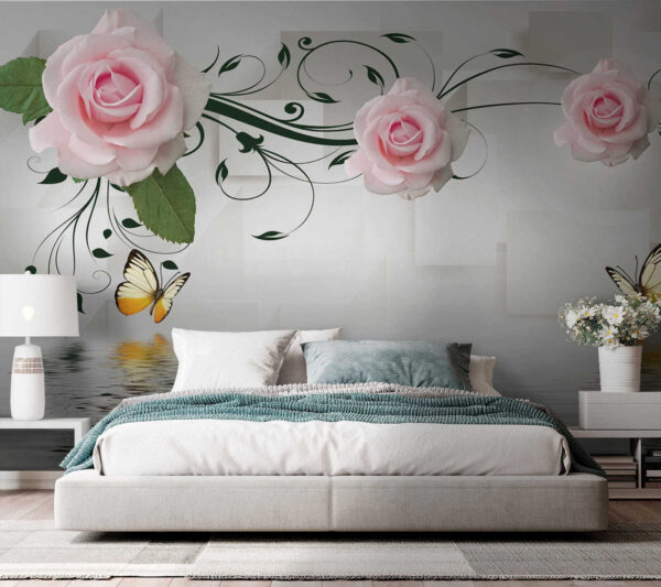 Papillon et roses sur l'eau Papillon et roses sur l'eau