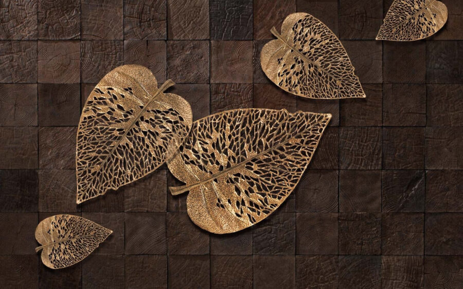 Feuilles texturées sur fond sombre