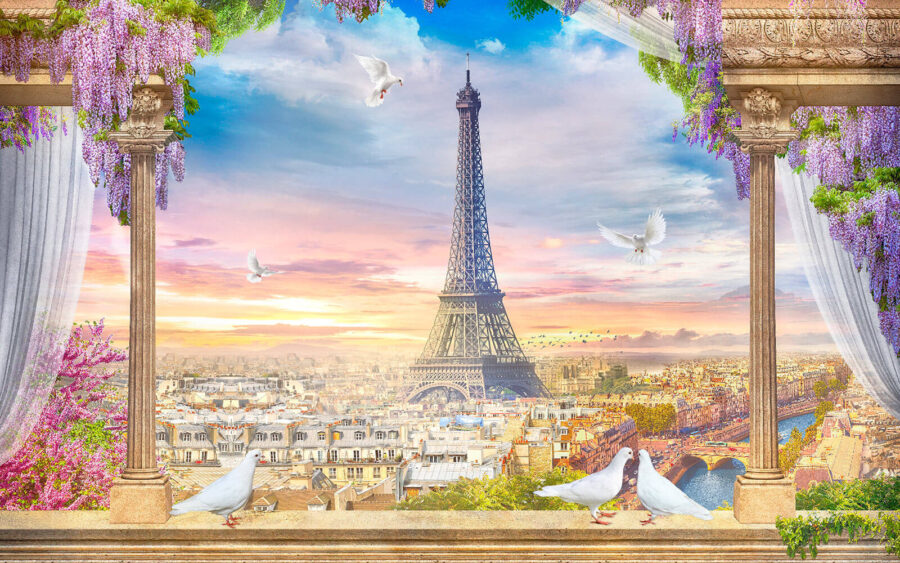 Tour avec des oiseaux en arrière-plan Tour avec des oiseaux en arrière-plan