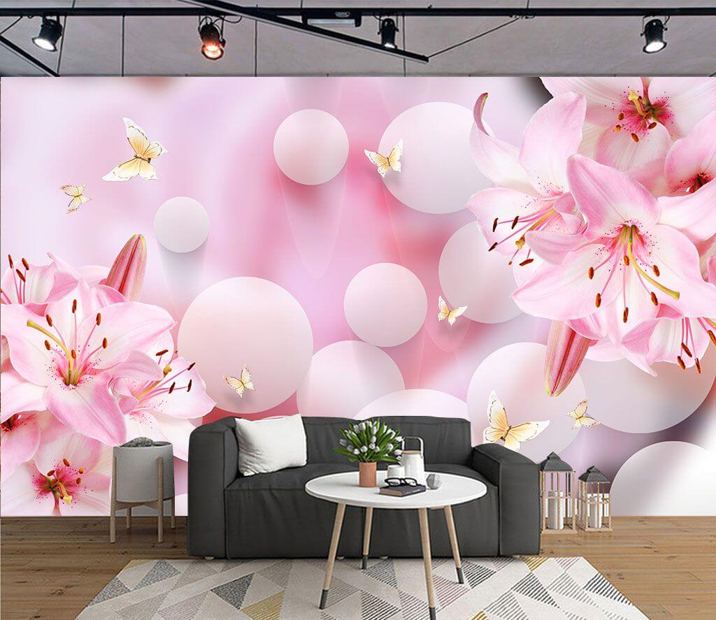 Fleurs roses et papillons u37477pig1m - Fleurs roses et papillons - tegory
