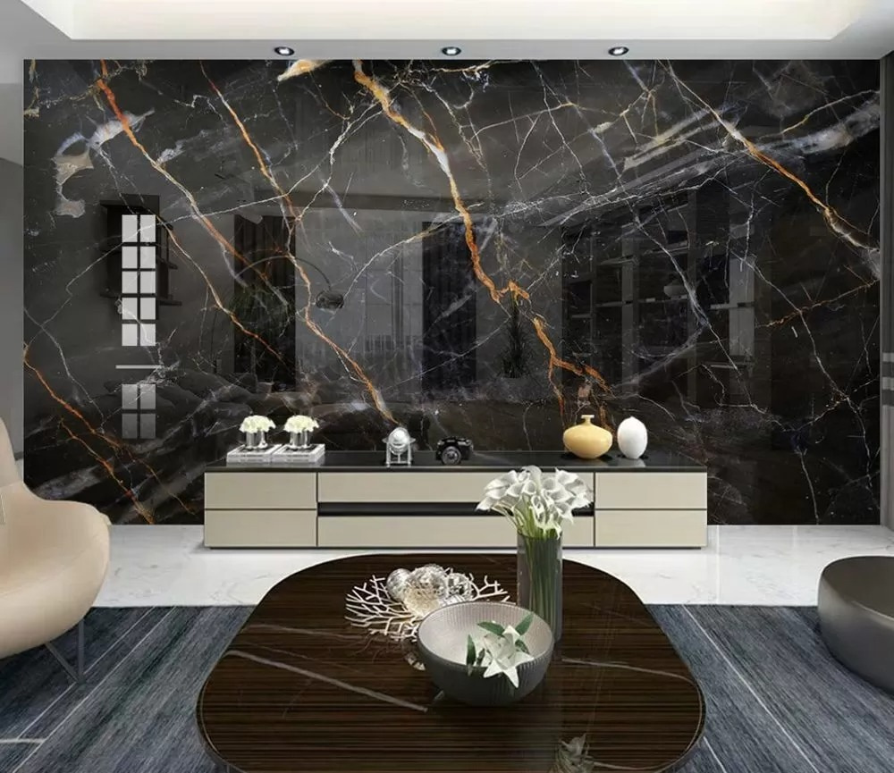 Black marble with fiery orange veins Black marble with fiery orange veins