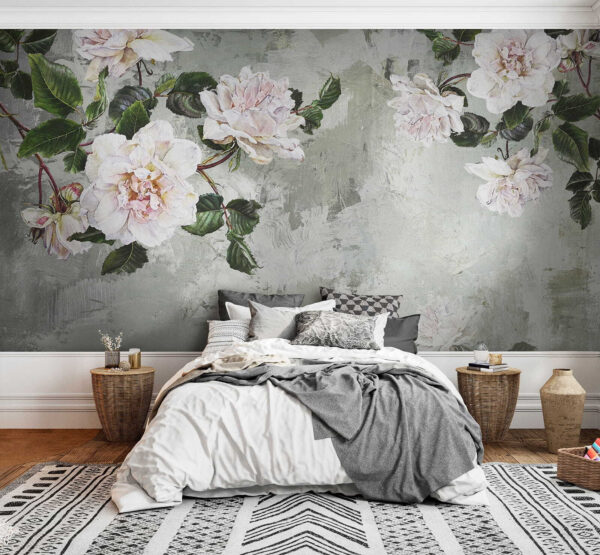 Peinture de fleurs sur un mur