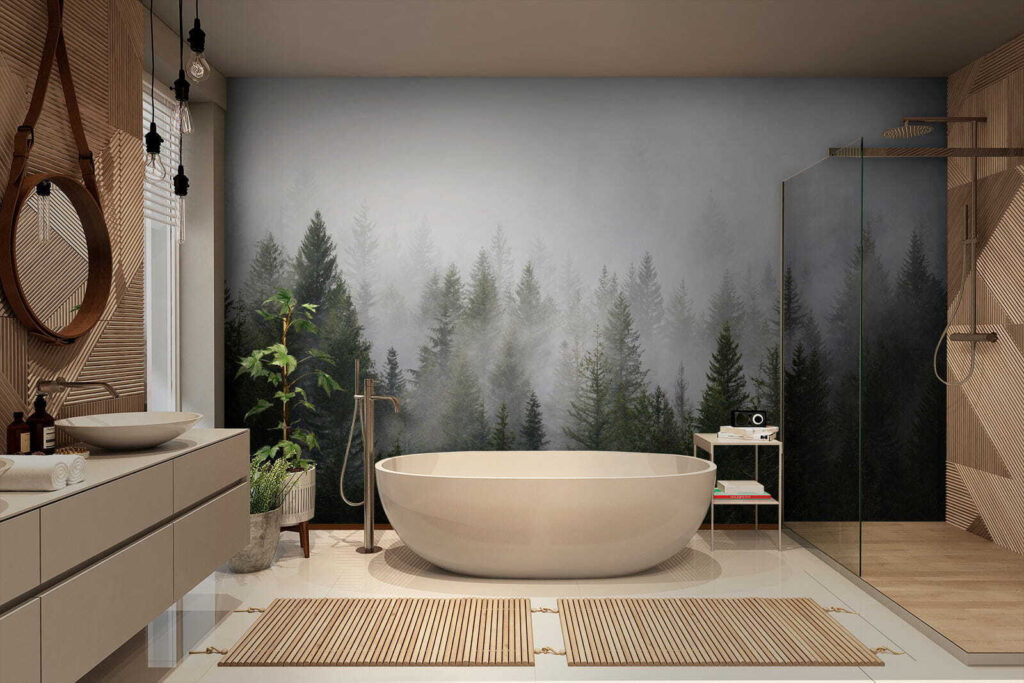 Group of trees in the fog Group of trees in the fog