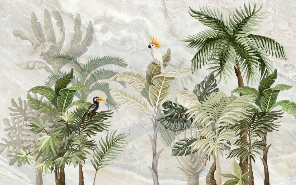 Peinture murale d'une forêt tropicale Peinture murale d'une forêt tropicale