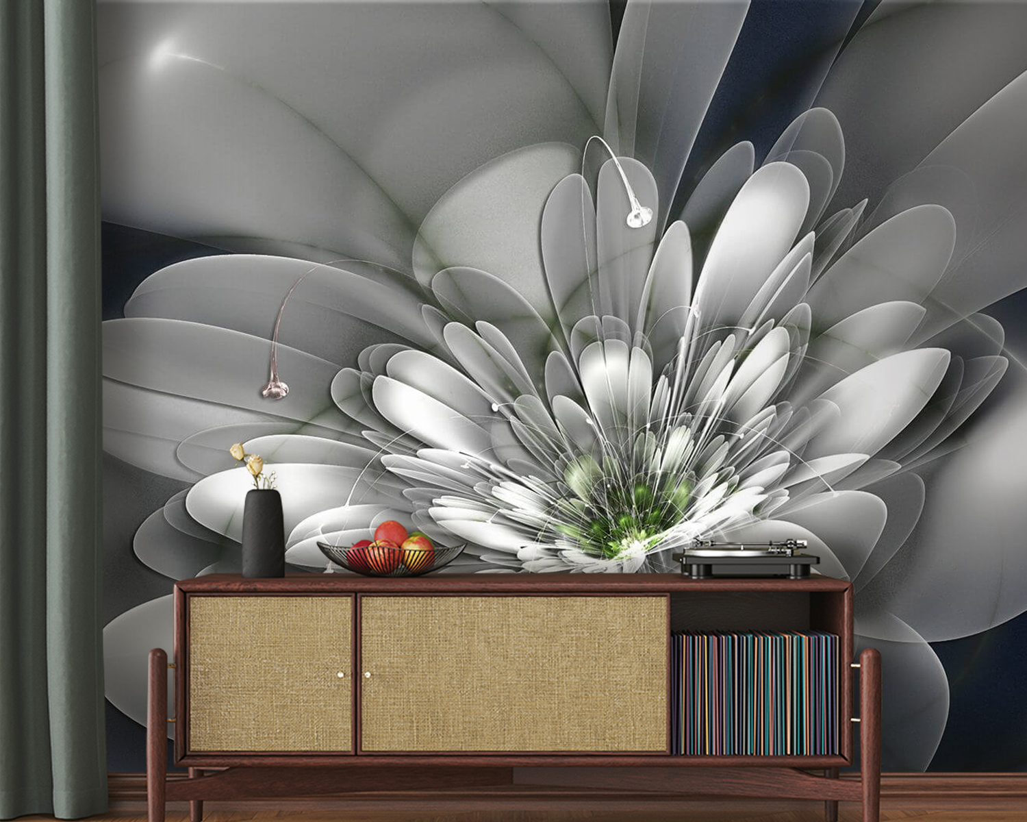 u36925pig20m - Fleur blanche avec centre vert - tegory