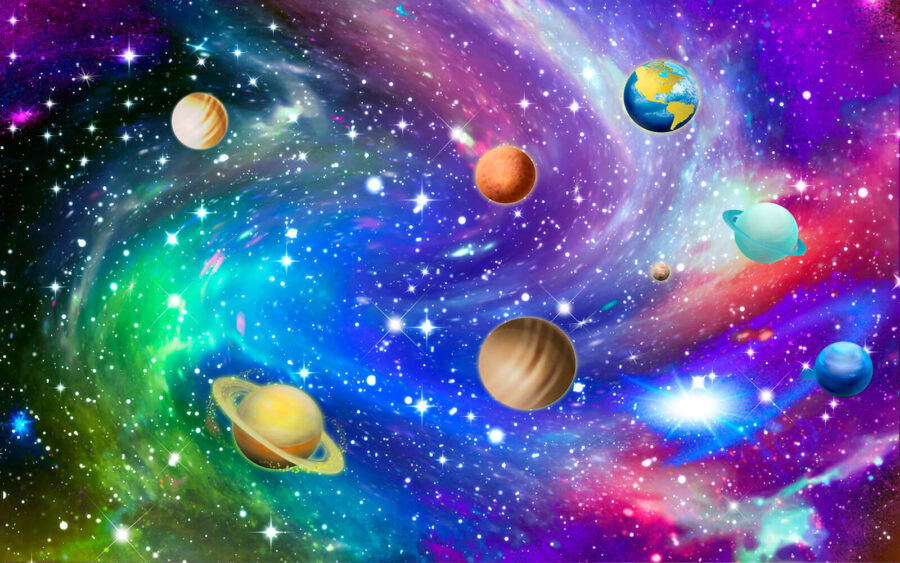 Papier peint Planètes dans le ciel avec des étoiles – Image 2