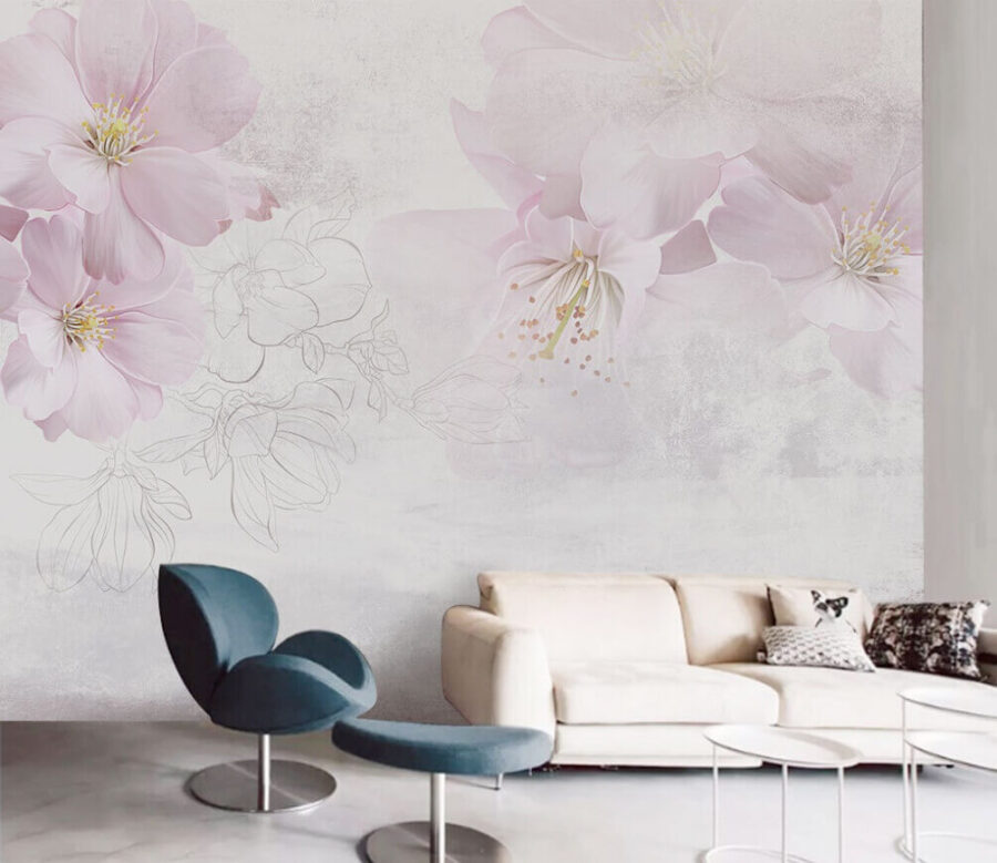 Papier peint Les fleurs délicates dansent dans la brise
