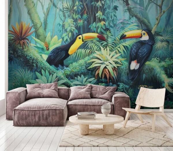 Peinture d'oiseaux dans une forêt Peinture d'oiseaux dans une forêt