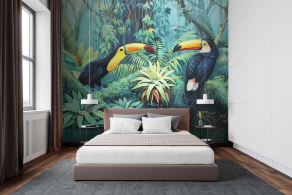 Peinture d'oiseaux dans une forêt Peinture d'oiseaux dans une forêt