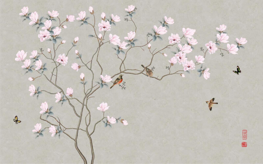 Arbre avec fleurs et oiseaux Arbre avec fleurs et oiseaux