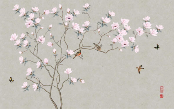 Arbre avec fleurs et oiseaux Arbre avec fleurs et oiseaux