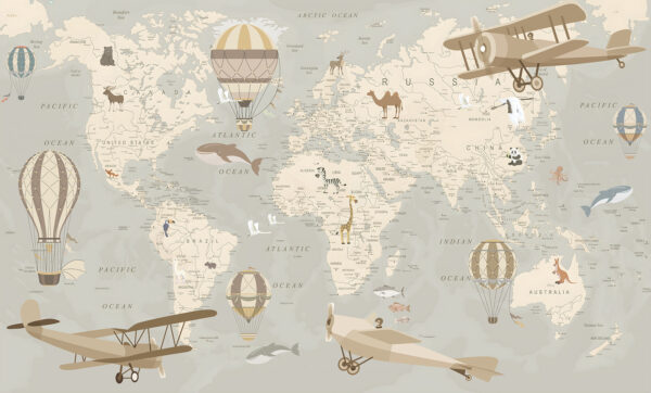Une carte du monde avec des avions et des montgolfières u36066p 600x362 - Une carte du monde avec des avions et des montgolfières - tegory