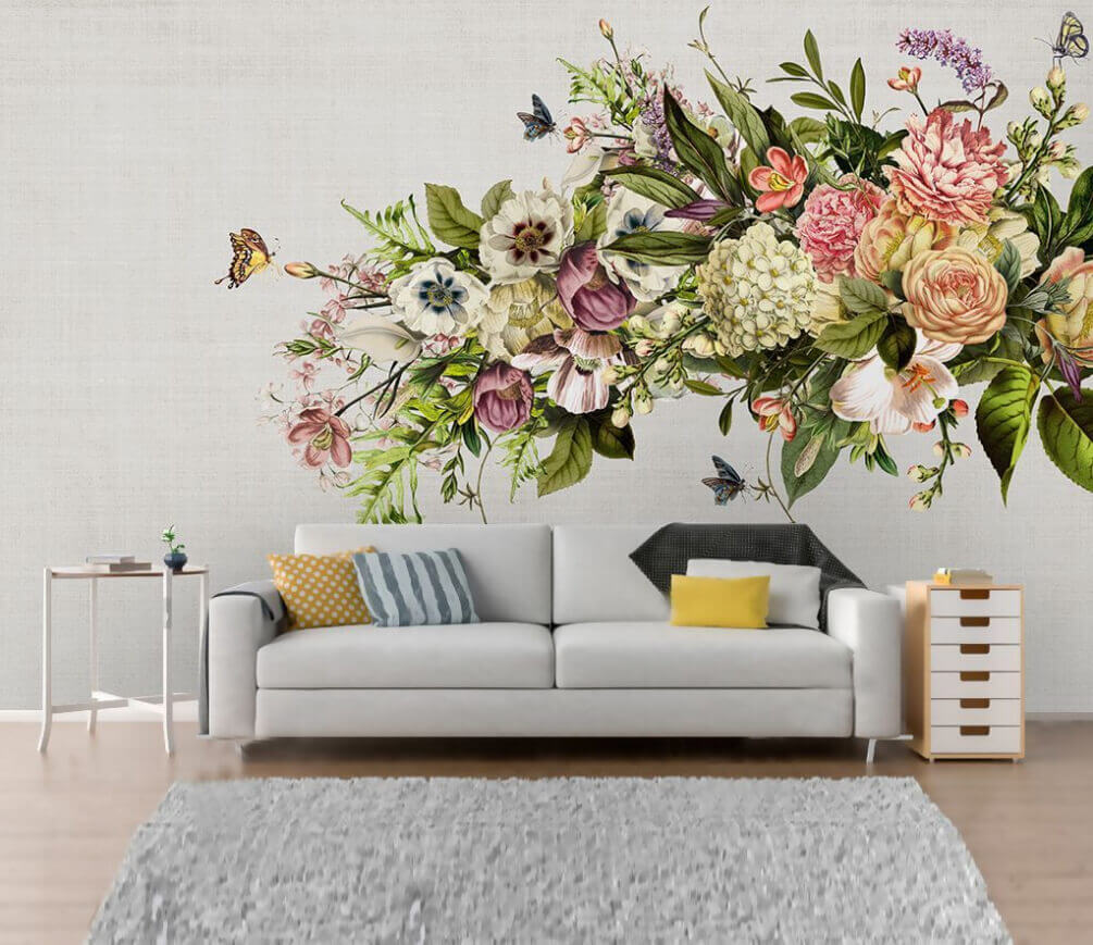 Papillon survolant un bouquet de fleurs u34636pig1m - Papillon survolant un bouquet de fleurs - tegory