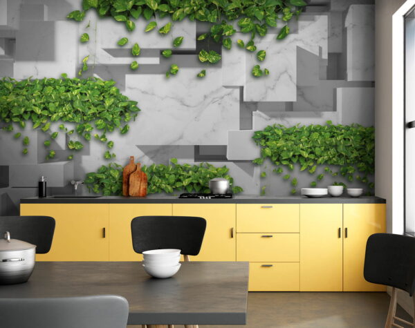 Mur avec des feuilles vertes Mur avec des feuilles vertes