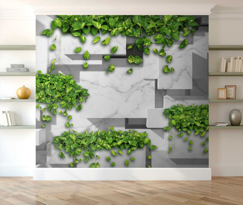 Wall with green leaves Wall with green leaves