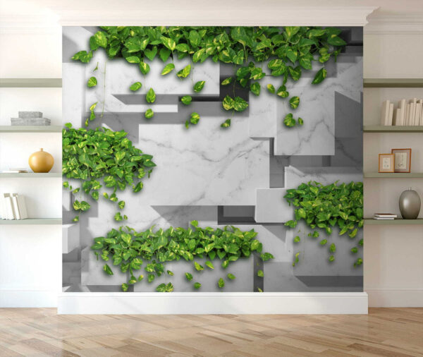 Mur avec des feuilles vertes Mur avec des feuilles vertes