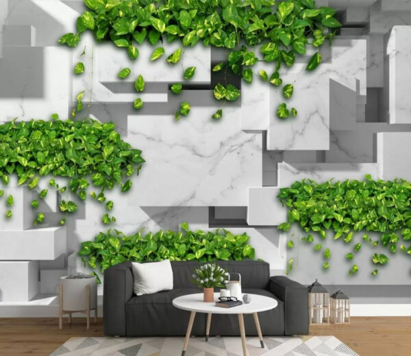 Mur avec des feuilles vertes Mur avec des feuilles vertes
