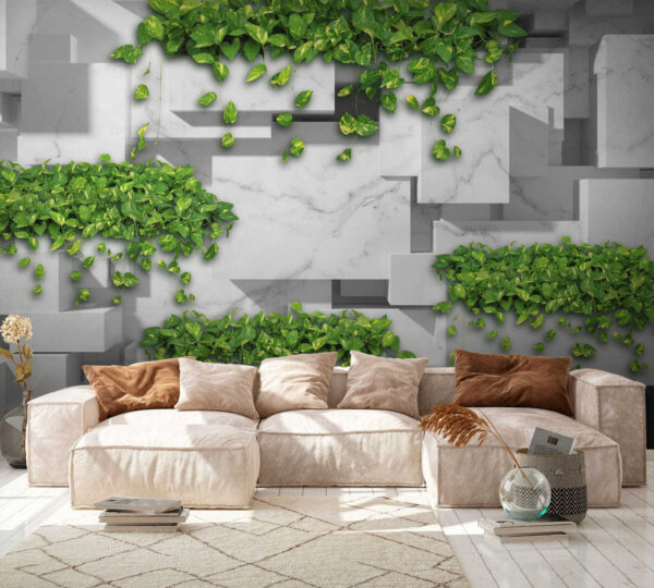 Mur avec des feuilles vertes Mur avec des feuilles vertes