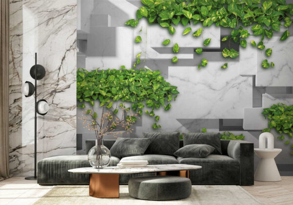 Mur avec des feuilles vertes Mur avec des feuilles vertes