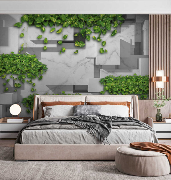 Mur avec des feuilles vertes Mur avec des feuilles vertes