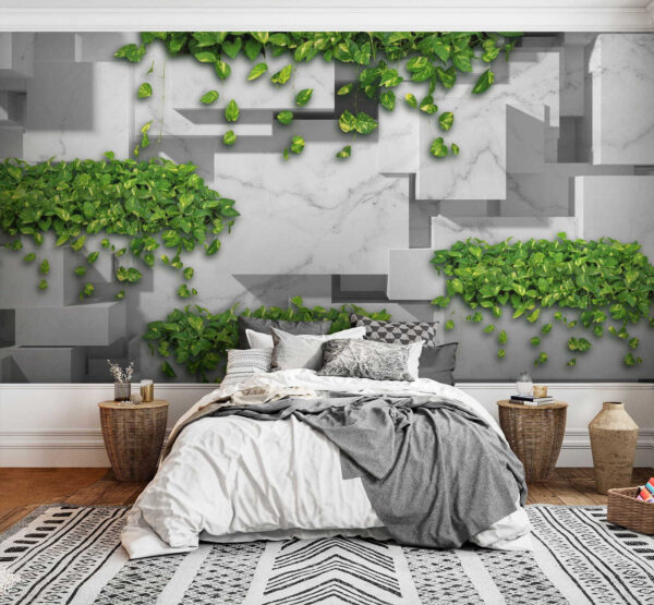 Mur avec des feuilles vertes Mur avec des feuilles vertes