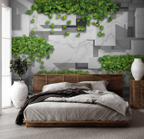 Mur avec des feuilles vertes Mur avec des feuilles vertes