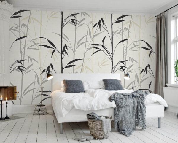Papier peint avec des feuilles noires Papier peint avec des feuilles noires