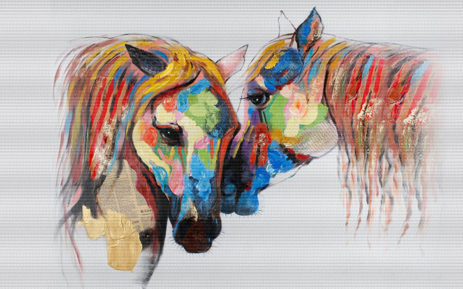 Peinture de chevaux avec de la peinture colorée sur eux