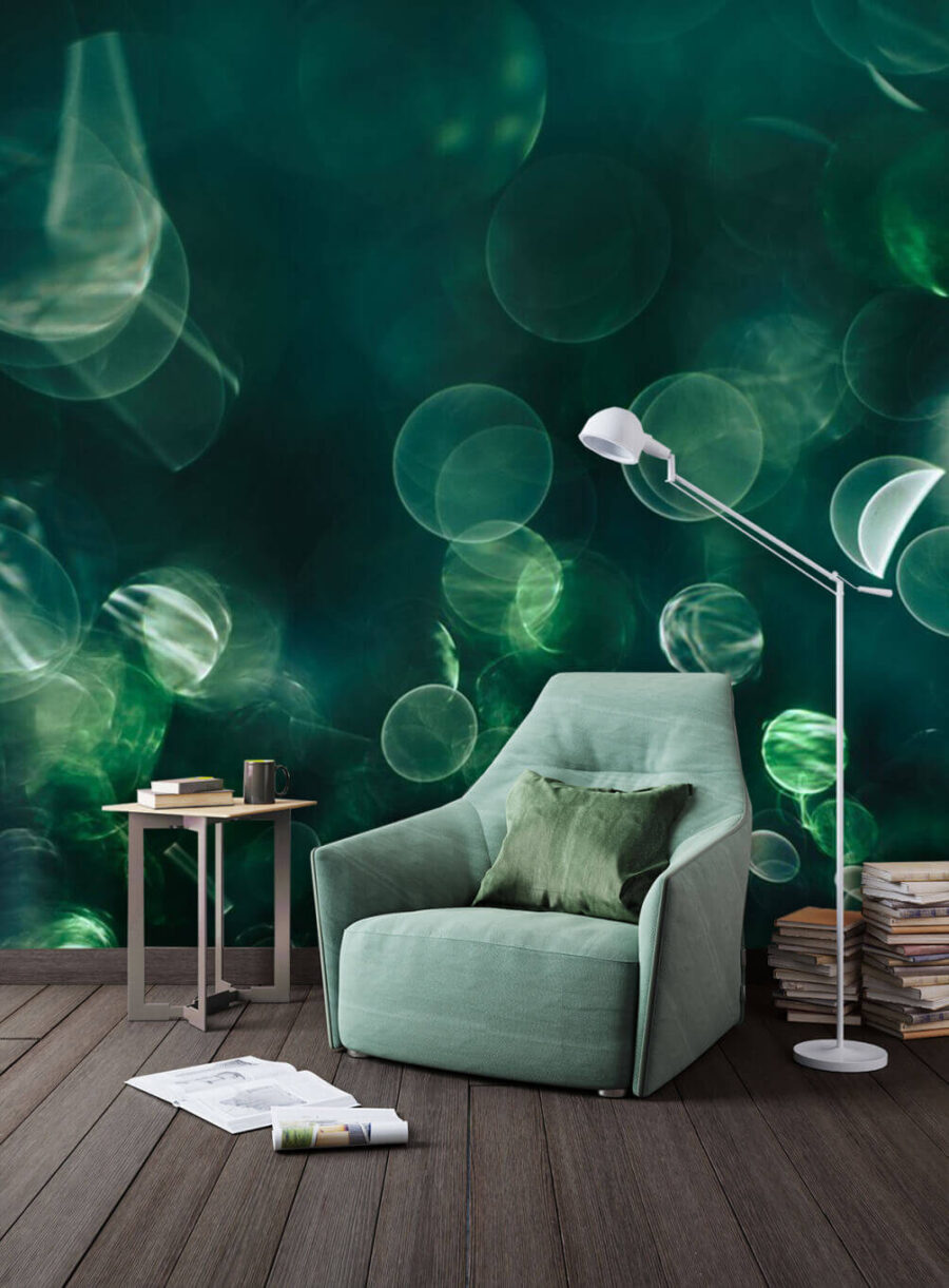 Image floue de cercles verts et blancs