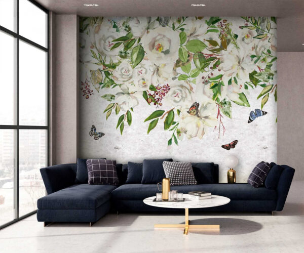 Peinture de fleurs blanches et de papillons u33223pig1 600x500 - Peinture de fleurs blanches et de papillons - tegory