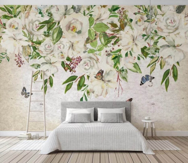 Peinture de fleurs blanches et de papillons u33223pib1m 600x520 - Peinture de fleurs blanches et de papillons - tegory