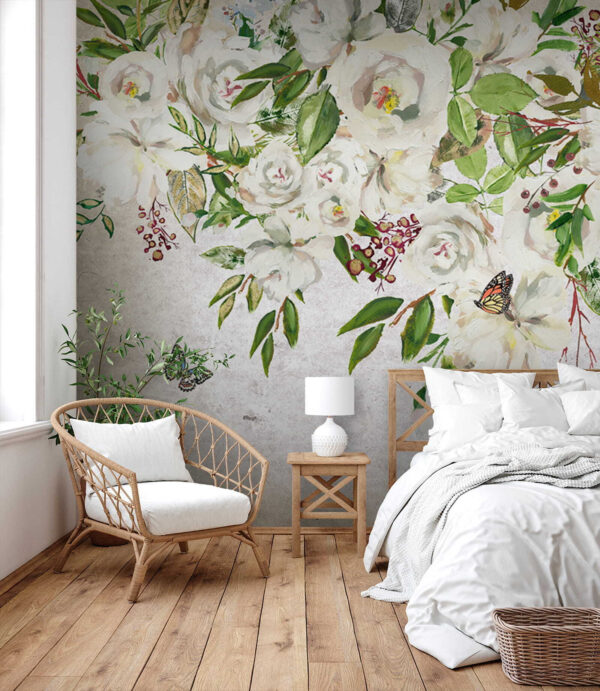 Peinture de fleurs blanches et de papillons u33223pib1 600x691 - Peinture de fleurs blanches et de papillons - tegory