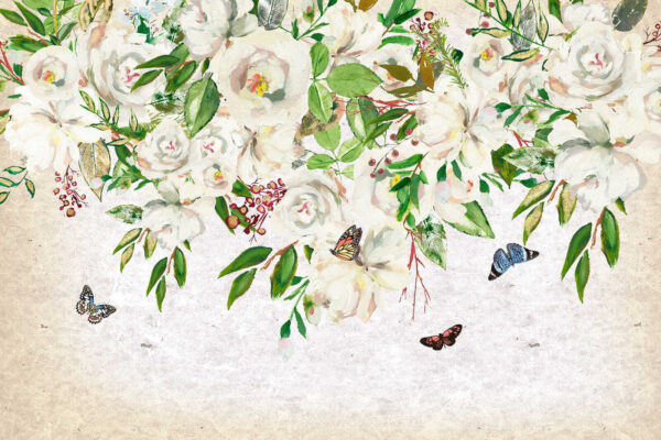 Peinture de fleurs blanches et de papillons u33223p 600x400 - Peinture de fleurs blanches et de papillons - tegory