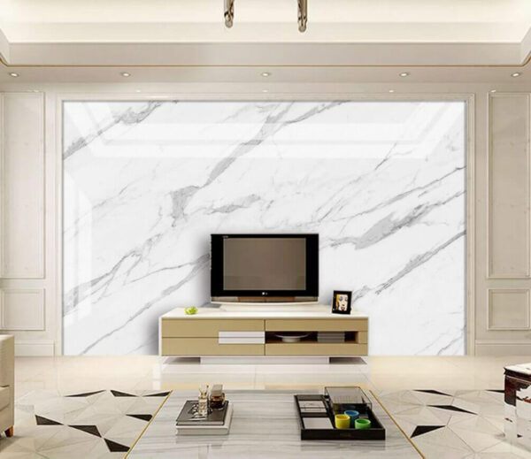 Marbre blanc avec veines noires Papier peint Marbre blanc avec veines noires