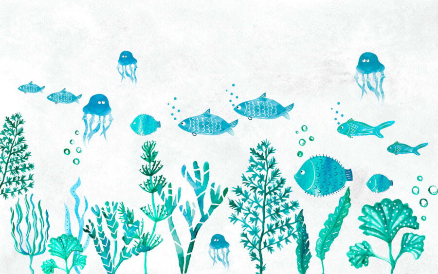 Un groupe de poissons et de méduses