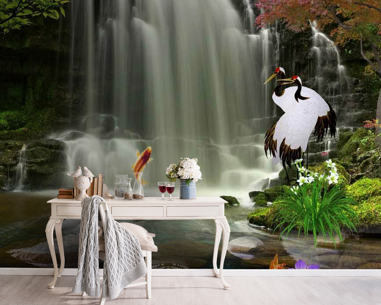 Cascade avec oiseaux et poissons u30626pig5m - Cascade avec oiseaux et poissons - tegory