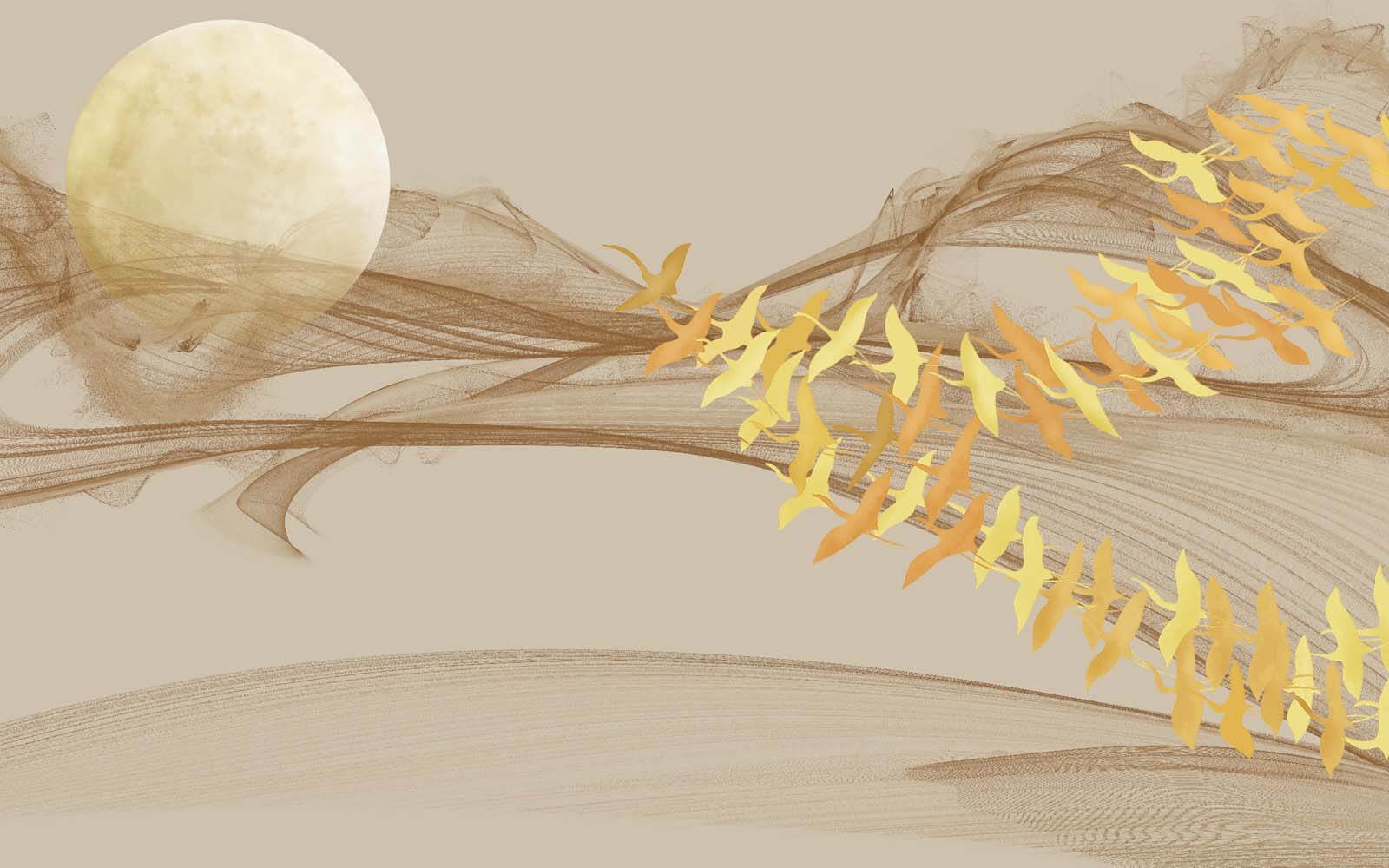 Lune et oiseaux volant dans le ciel u30357p - Lune et oiseaux volant dans le ciel - tegory