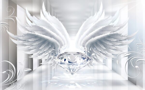 Diamant avec des ailes dans une pièce Diamant avec des ailes dans une pièce