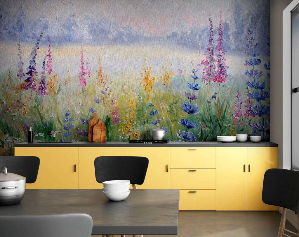 Painting of flowers in a field Painting of flowers in a field