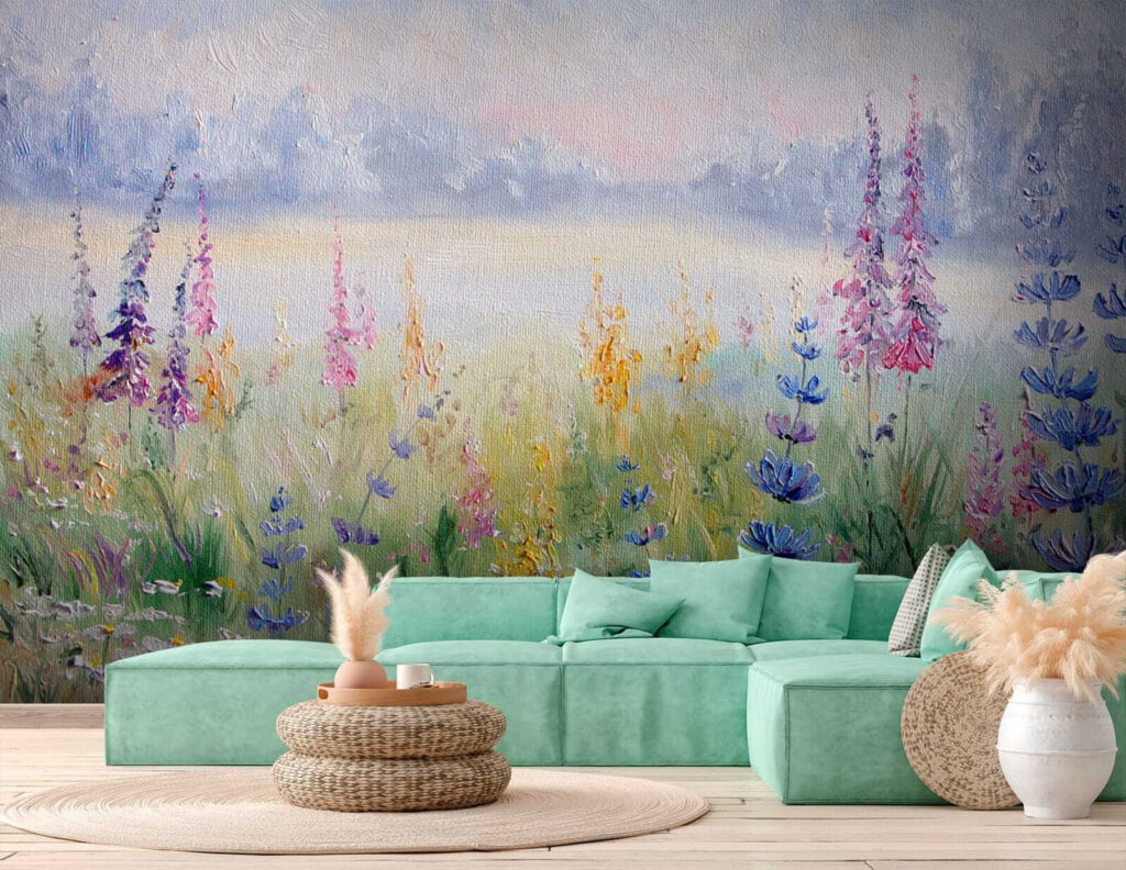 Painting of flowers in a field Painting of flowers in a field