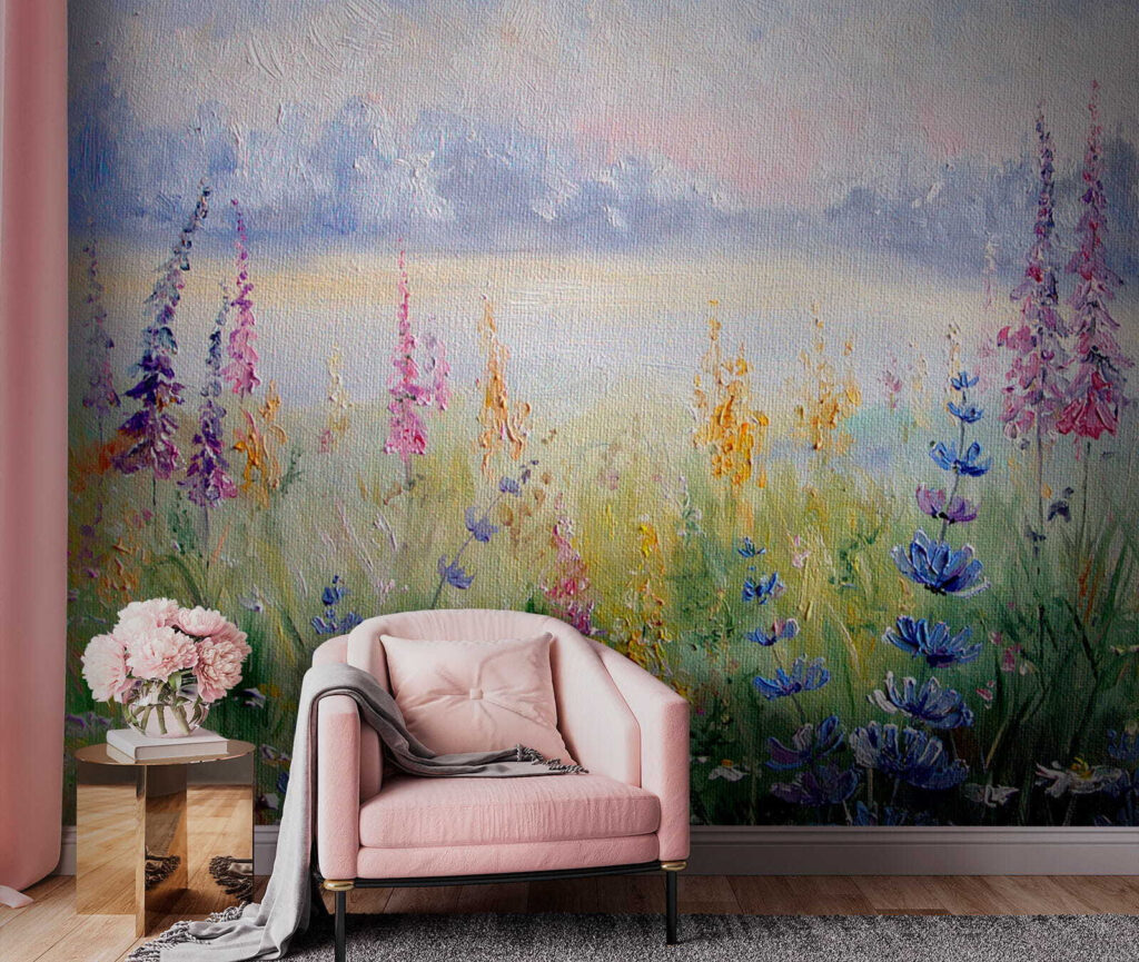 Painting of flowers in a field Painting of flowers in a field