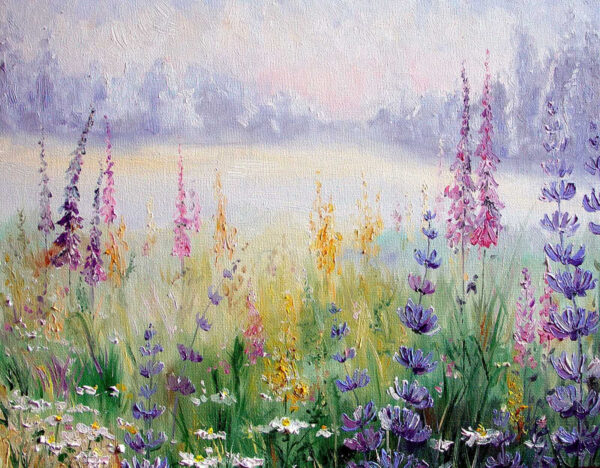 Peinture de fleurs dans un champ Peinture de fleurs dans un champ
