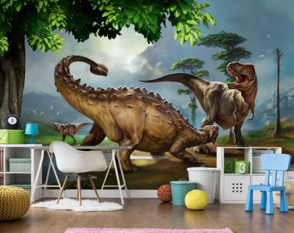 Peinture de dinosaures près d'une rivière Peinture de dinosaures près d'une rivière