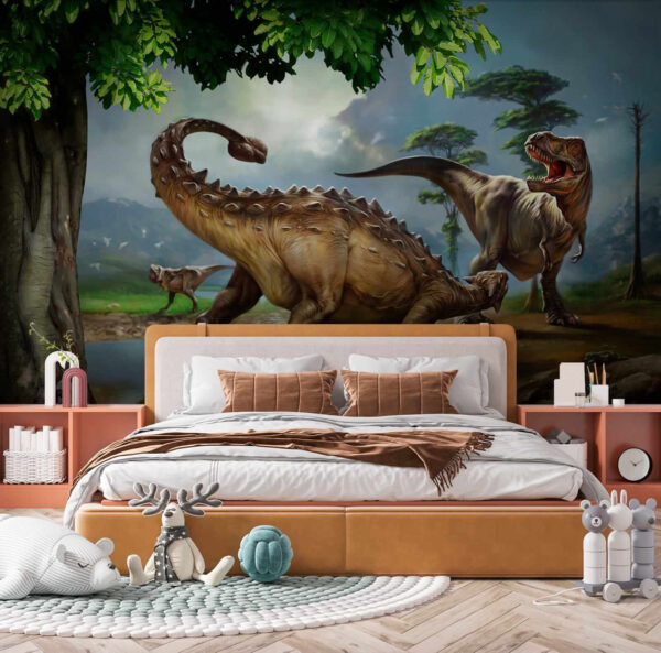 Peinture de dinosaures près d'une rivière Peinture de dinosaures près d'une rivière