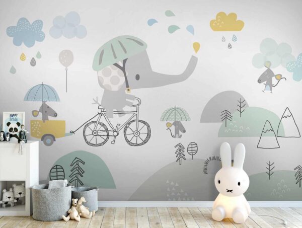 Dessin animé d'un éléphant à bicyclette Dessin animé d'un éléphant à bicyclette