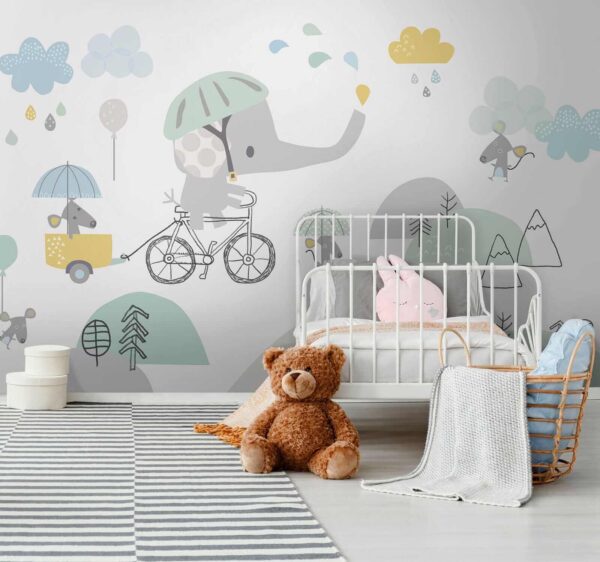 Dessin animé d'un éléphant à bicyclette Dessin animé d'un éléphant à bicyclette