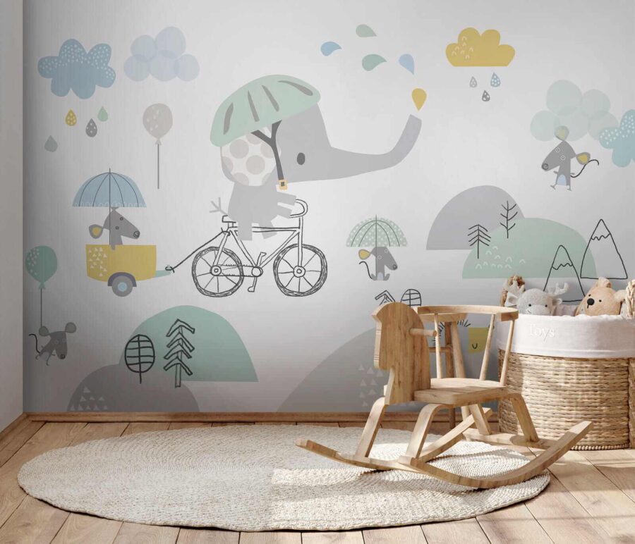 Dessin animé d'un éléphant à bicyclette