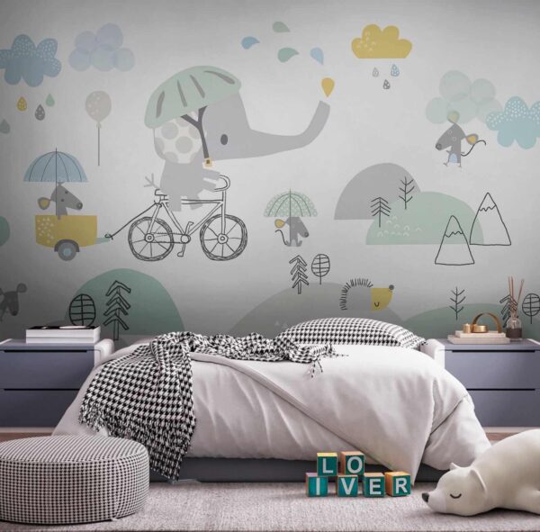 Dessin animé d'un éléphant à bicyclette Dessin animé d'un éléphant à bicyclette