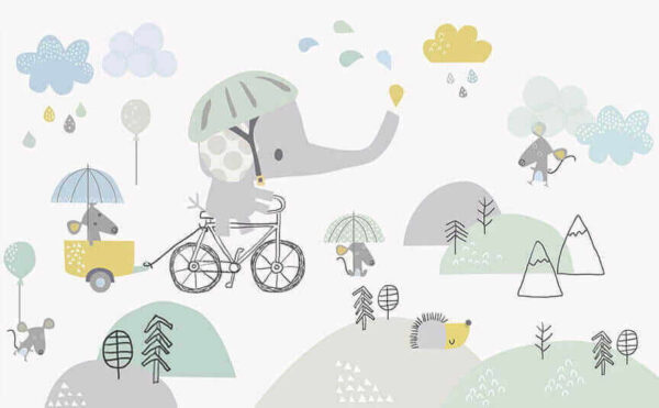 Dessin animé d'un éléphant à bicyclette Dessin animé d'un éléphant à bicyclette